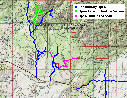Map showing currently open BCCA roads