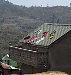 Zafimaniry Clothes Drying On Roof