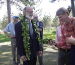 Steve checks out Gary's Maile lei