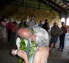 Gary and Dona cutting cake