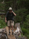 Ian on log bridge