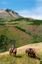 Dona and Horses on Jakie Cr Pass, Crown Mt.