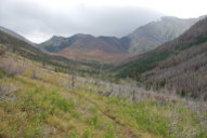 Looking up Crazy Creek towards the pass