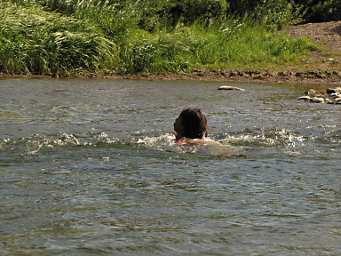 Zia crossing the creek