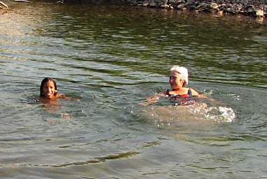 Zia and Dona Swimming, South Fork Flathead