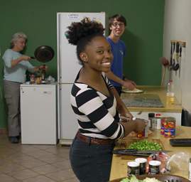 Dona, Jessica and Fletcher in Kitchen