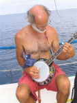 Blue Moose playing the banjo