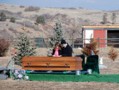 Mel and Eric with Casket