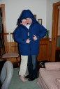 Mel and Eric in Dad's jacket