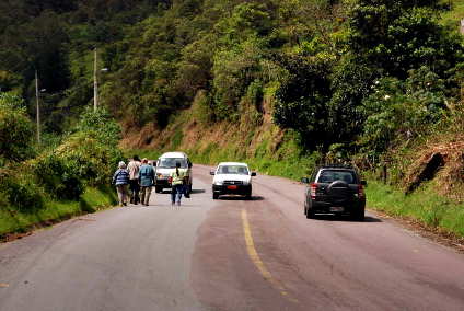 Van in Road