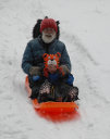 Gary and Dylan Sledding