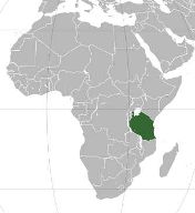 Map of Africa showing Tanzania