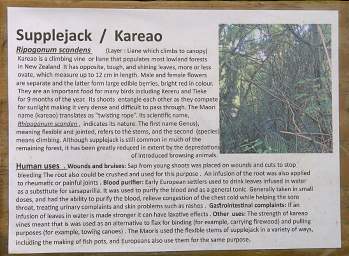 Whanganui R Bushy Park Supplejack Kareao Sign